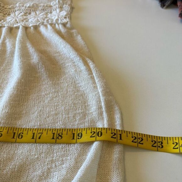 One Clothing Ivory Maxi Sweater Vest With Crochet waist Sz XL Boho, Classic - Picture 9 of 11